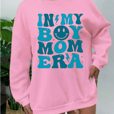 In My Boy Mom Era Sweatshirt Crewneck Pullovers Trendy Loose Fit Tops Fabric Round Neck Christmas, Christmas gift, gift. - image5